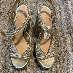 Giani Bernini Gold and Silver Strappy Platform Heels